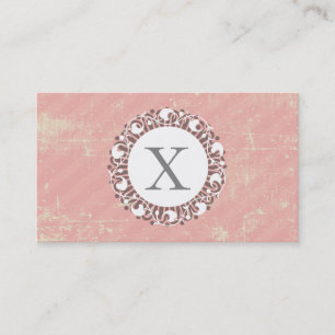 Monogram Floral /Radial   Grunge Pink Business Card