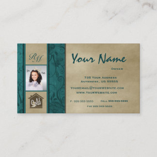 Monogram Floral Real Estate Photo Business Cards 6