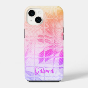 Monogram Floral Square Windows Watercolor Purples iPhone 14 Case