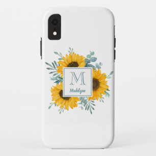 Monogram Floral Sunflower Personalized Case-Mate iPhone Case