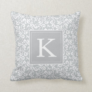Monogram Floral Vineyard in Light Grey Cushion