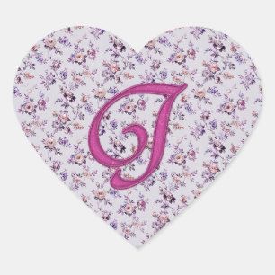 Monogram Floral Vintage J Heart Sticker