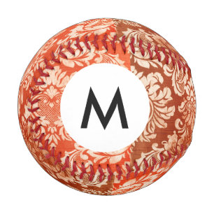 Monogram Floral vintage wallpaper background Baseball