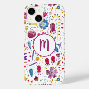 Monogram Floral Watercolor Case-Mate iPhone 14 Case