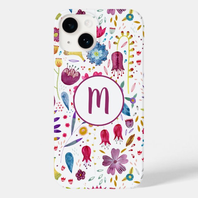 Monogram Floral Watercolor Case-Mate iPhone Case (Back)