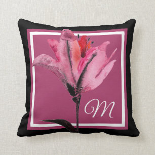 Monogram   Floral Watercolor II Cushion