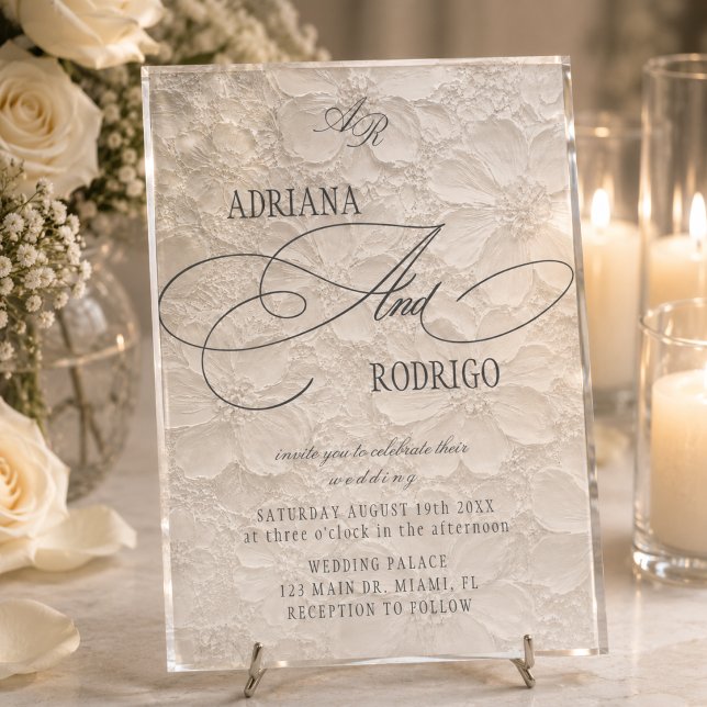 Monogram Floral Wedding Acrylic Invitations (Creator Uploaded)