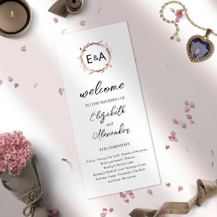 Monogram Floral Wedding Ceremony Program