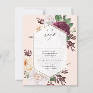 Monogram Floral Wedding RSVP Card