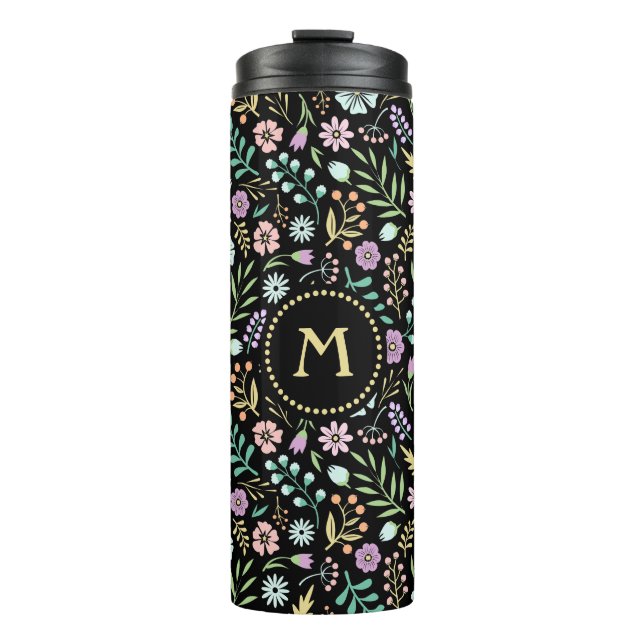 Monogram Floral Whimsical Boho Thermal Tumbler (Front)