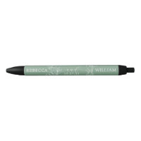 Monogram Floral Wildflowers Wreath Sketched Green