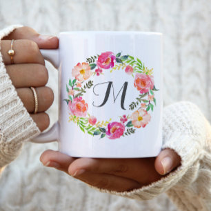 Monogram Floral Wreath,Bridesmaid-2 Coffee Mug