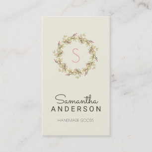 Monogram Floral Wreath Business Card