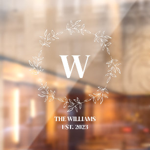 Monogram Floral Wreath Family Café Office