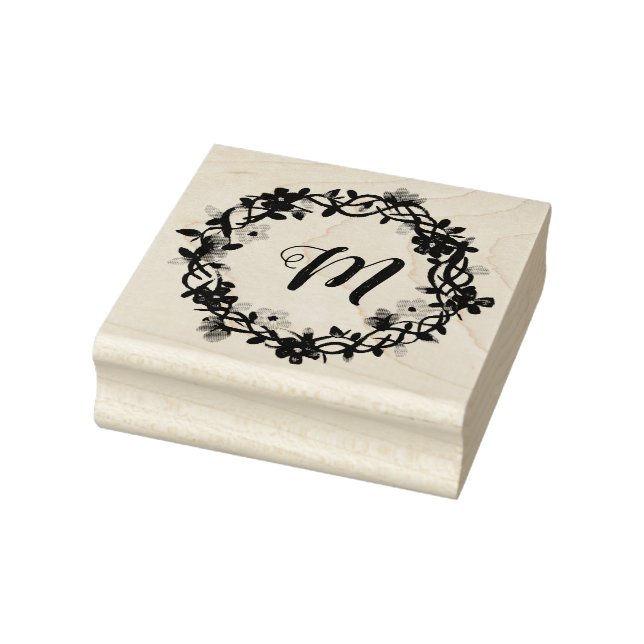 Monogram Floral Wreathe Stampers Rubber Stamp (Stamp)