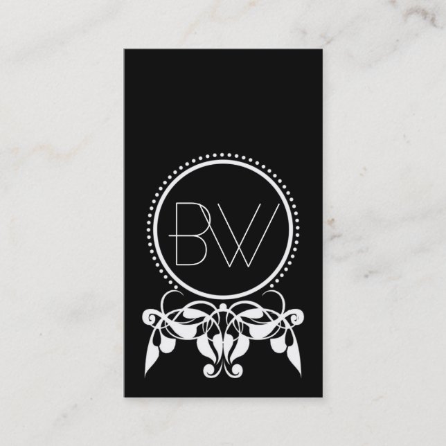 Monogram Flourish [black] Business Cards (Front)