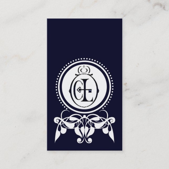 Monogram Flourish [CL blue] Business Cards (Front)