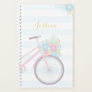 Monogram Flower Bicycle Cute Pastel Planner
