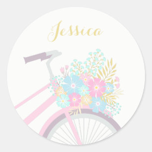 Monogram Flower Bicycle Cute Pastel Sticker