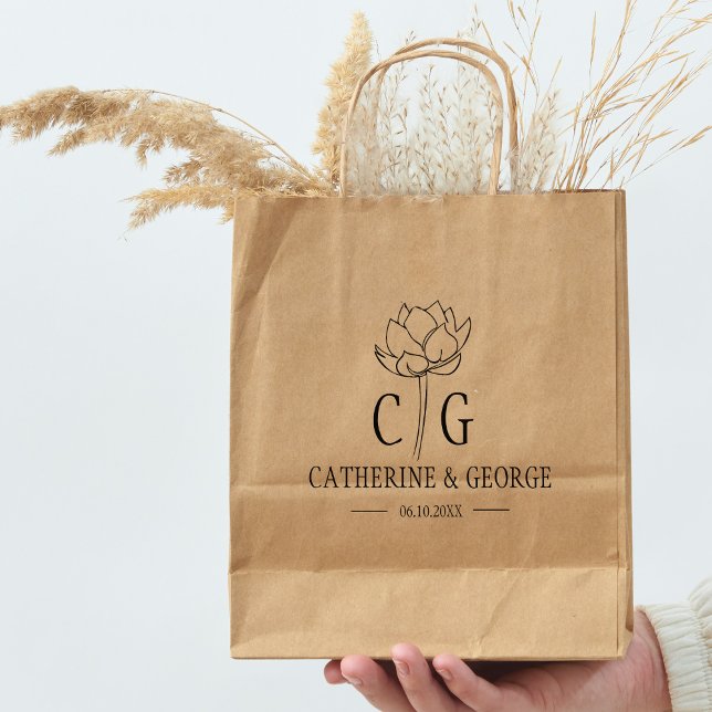 Monogram Flower Custom Wedding Bag   Rubber Stamp (Creator Uploaded)