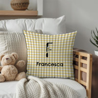 Monogram flower gingham yellow grey pattern
