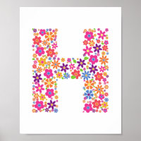 Monogram Flowers Floral Letter H