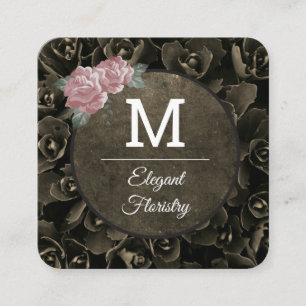 Monogram Flowers   Florist Square Business Card