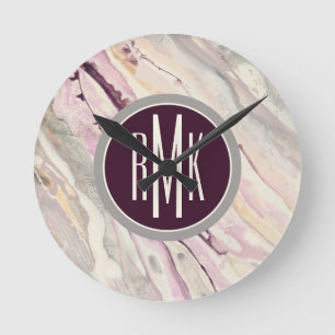 Monogram   Flowing I Round Clock