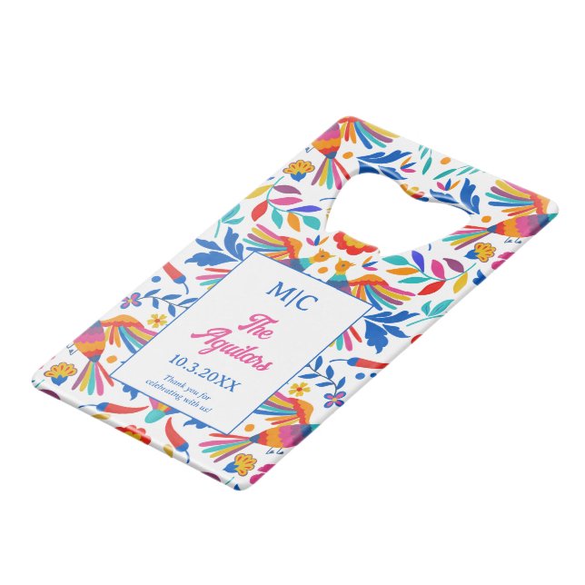 Monogram Folk Art Floral Fiesta Wedding Favour  (Front Angled)