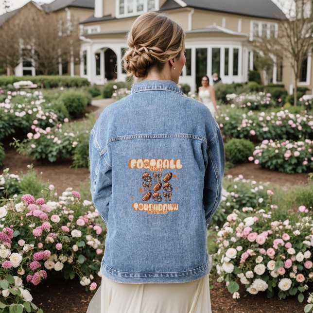 Monogram Football Mama Touchdown Season Denim Jacket (Wedding Back)
