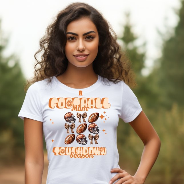 Monogram Football Mama Touchdown Season T-Shirt (Creator Uploaded)