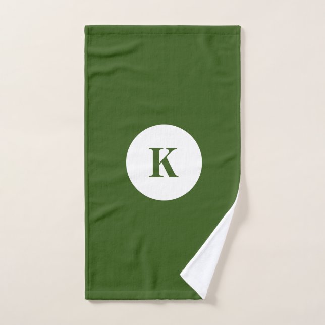 Monogram Forest Green Colourful Elegant Modern Hand Towel (Hand Towel)
