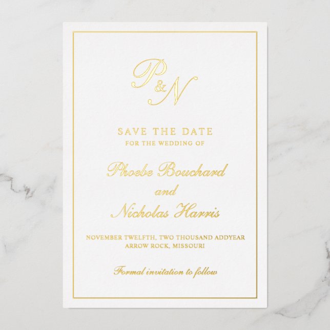 Monogram Formal Elegant Wedding Save the Date (Front)