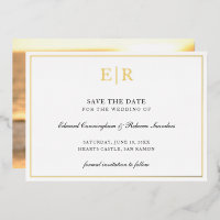 Monogram Formal Photo Wedding Save The Date Gold