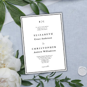 Monogram Formal Traditional Minimalist Wedding Invitation