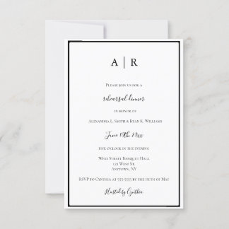 Monogram frame rehearsal dinner invitations