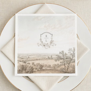 Monogram French Country Wedding Personalized Napkin