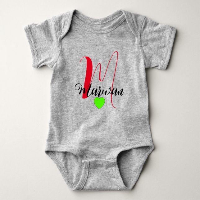 Monogram Front & Back Design - Unique Name Baby Bodysuit (Front)