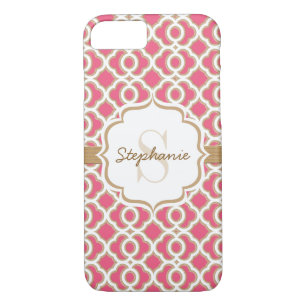 Monogram Fuchsia and Gold Quatrefoil Case-Mate iPhone Case