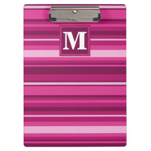Monogram fuchsia stripes clipboard