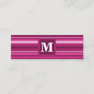 Monogram fuchsia stripes mini business card