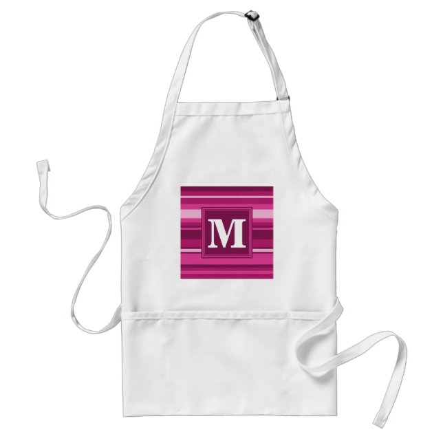 Monogram fuchsia stripes standard apron (Front)