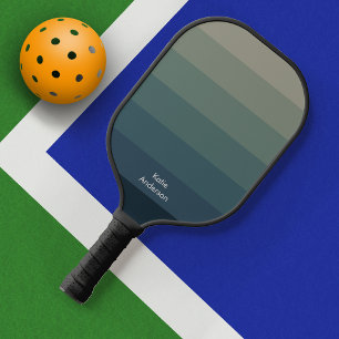 Monogram Full Name Colourful Green Blue Gradient Pickleball Paddle