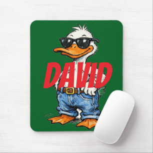 Monogram fun cartoon Green Red Funny duck Mouse Pad