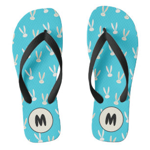 Monogram Funny Bunny Happy Easter Ears Pattern Jandals