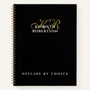 Monogram Funny Inspirational Black Gold White Men Notebook