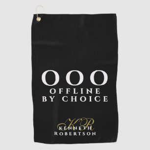 Monogram Funny Simple OOO Black White Gold Men  Golf Towel