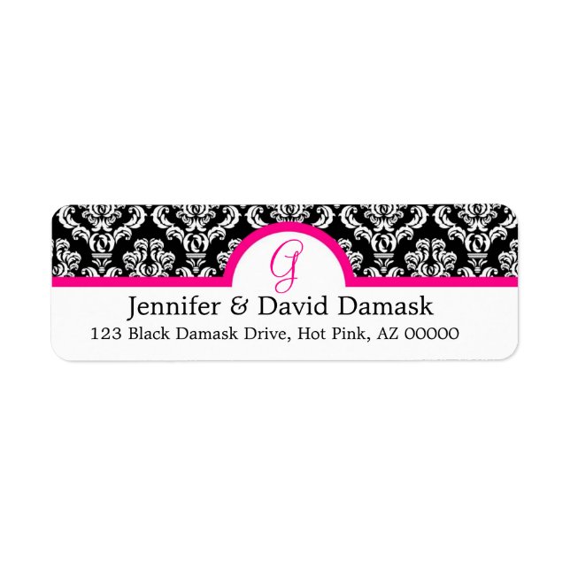 Monogram G Damask White Address Labels (Front)