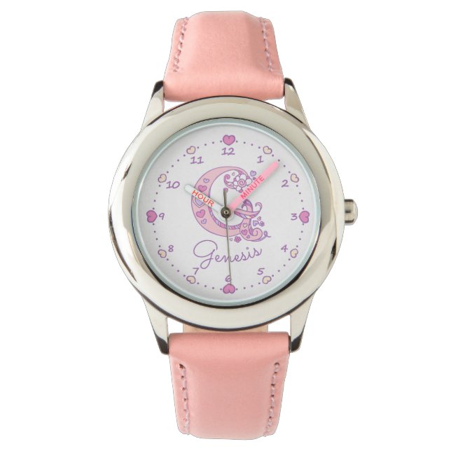 Monogram G girls doodle letter art Genesis Watch (Front)