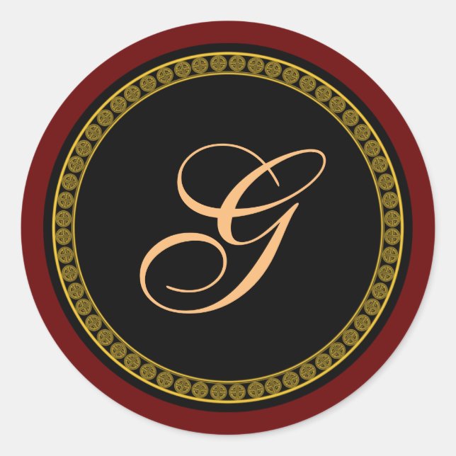Monogram "G" gold-coloured script  Classic Round Sticker (Front)